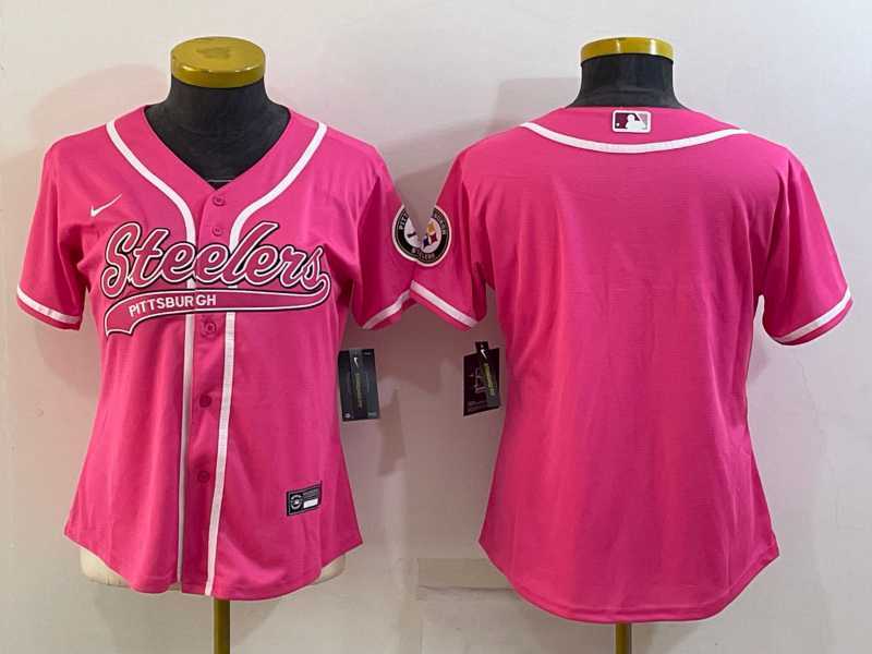 Womens Pittsburgh Steelers Blank Pink With Patch Cool Base Stitched Baseball Jersey